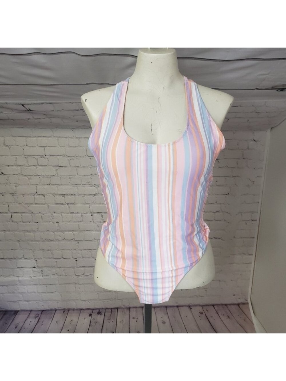 Skinny Dip Striped One Piece Cheeky Racerback Bathing Suit Swim Swimsuit